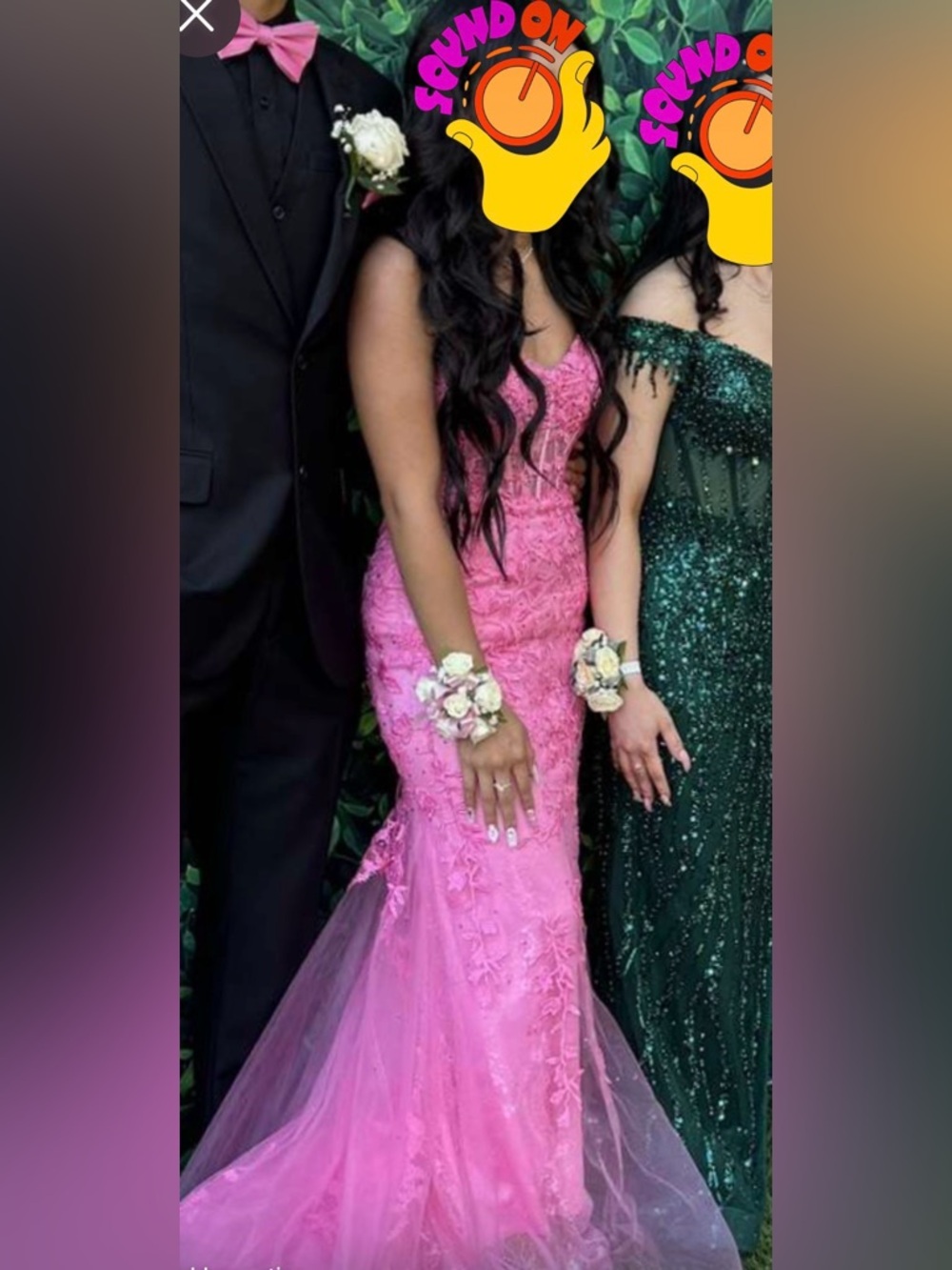 Pink Lace Mermaid Prom Dress